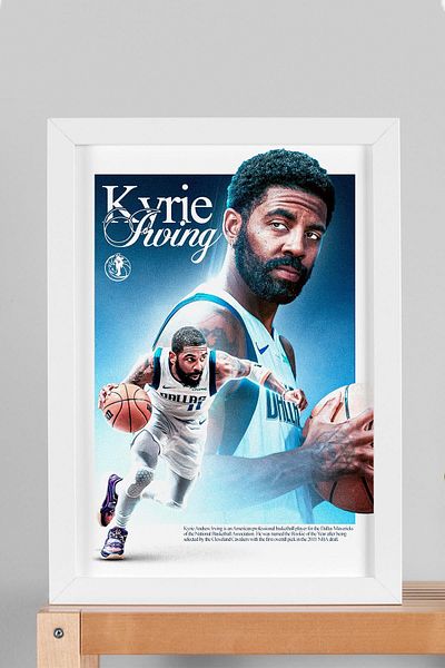 Saturn Kyrie Irving Framed Painting - Dallas Mavericks Nba Poster Painting