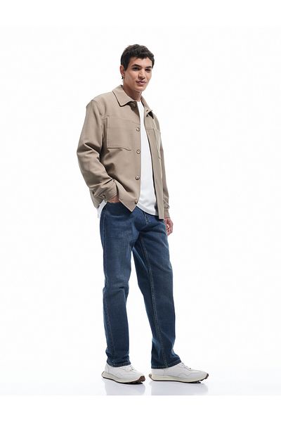 Koton Vintage Straight Fit Jean Trousers with Regular Waist Buttons