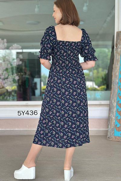 İnce Topuk Gipeli Slit Detailed Viscose Dress 5Y436