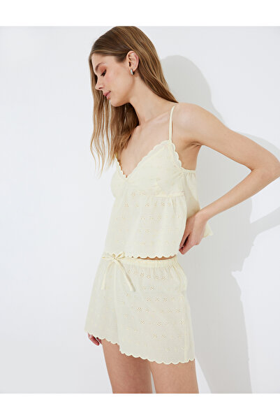 Koton Bequeme Passform, Taillenbindung, gerüschte Shorts, Pyjamahose