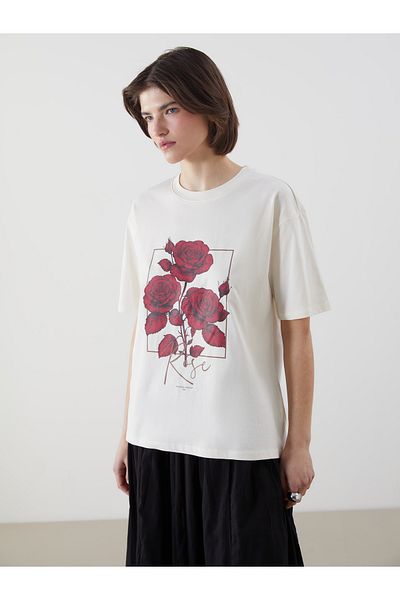 LC Waikiki Crew Neck Floral Oversize Women's T-Shirt