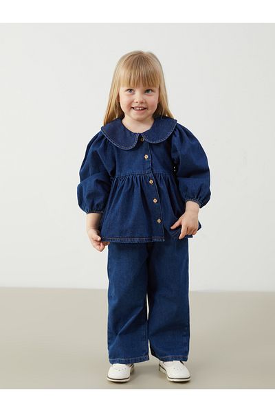 LC Waikiki Ribbon Detailed Baby Girl Shirt and Pants 2-Piece Set