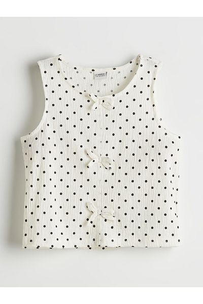 LC Waikiki Crew Neck Bow Detailed Girl's Crop Tank Top
