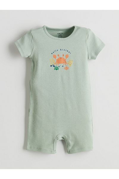 LC Waikiki Crew Neck Printed Baby Boy Jumpsuit