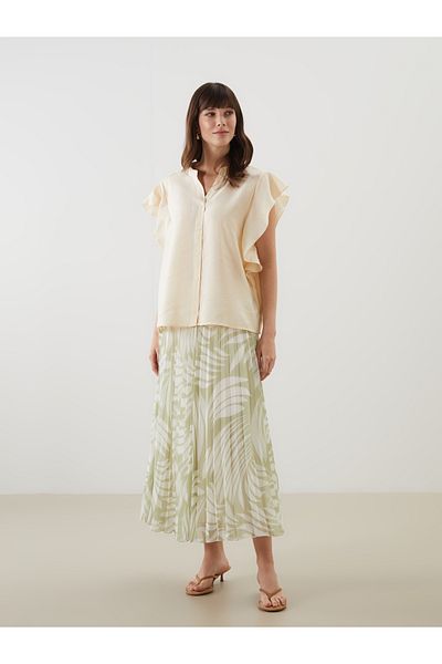 LC Waikiki Patterned Chiffon Pleated Skirt with Elastic Waist