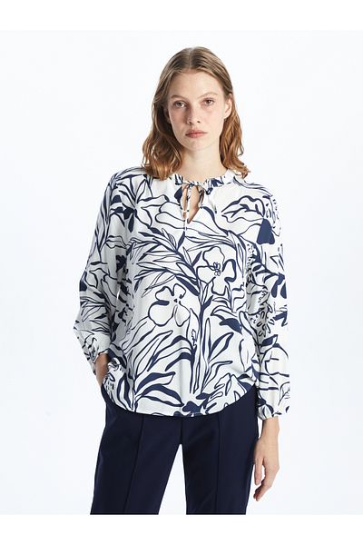 LC Waikiki Bluză de damă cu floare cu guler legat