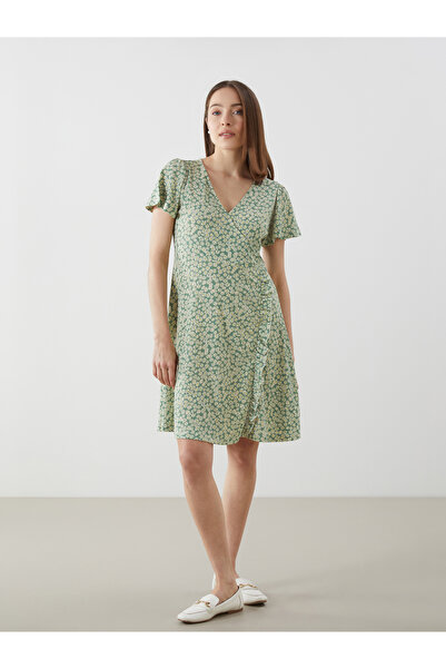 LC Waikiki Květinové dámské šaty s dvojitým límcem