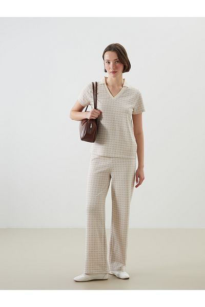 LC Waikiki Patterned Women's Trousers with Elastic Waist