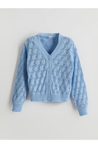 LC Waikiki Cardigan tricotaj pentru fete ajurat cu decolteu în V