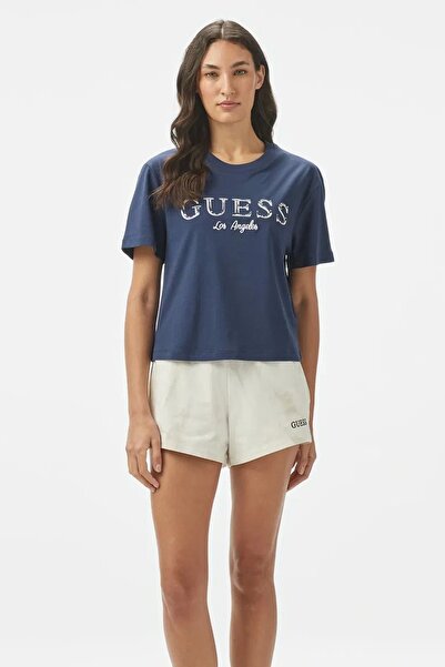 Guess CLEMATIS CROP KIMONO SS TEE Жіноча синя футболка V5GI09K9RM1-G7JX