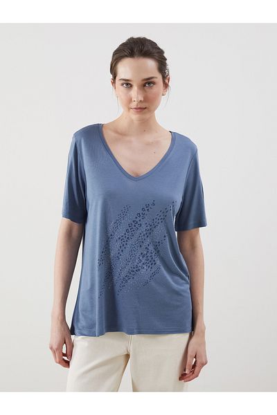 LC Waikiki V-Neck Patterned Women's T-Shirt