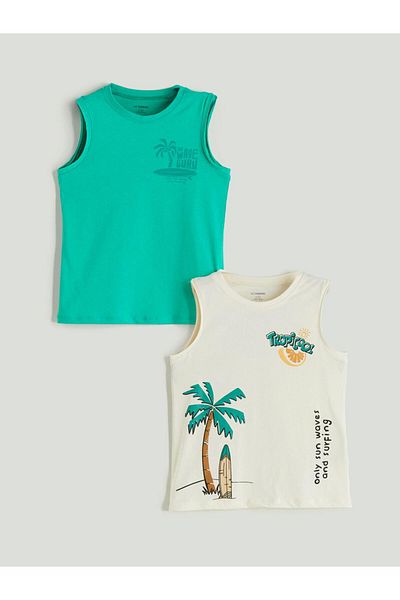 LC Waikiki Crew Neck Printed Boys Singlet 2-Piece