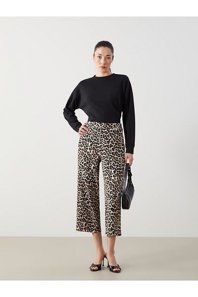 LC Waikiki Standard Fit Leopard Patterned Women's Pants