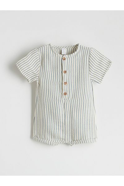 LC Waikiki Striped Cotton Baby Boy Jumpsuit