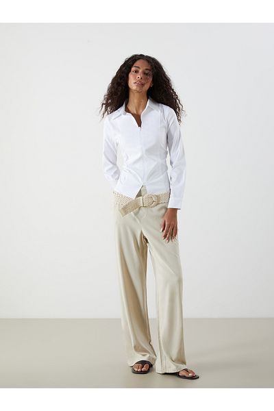 LC Waikiki Women's Linen Blended Pants with Elastic Waist