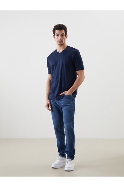 LC Waikiki Ανδρικό T-Shirt με λαιμόκοψη V χτενισμένο βαμβακερό