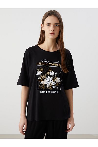 LC Waikiki Tricou de damă cu imprimeu cu gât crew