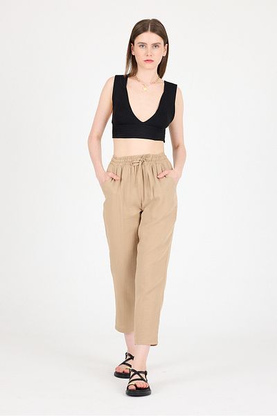 Rays Mink Muslin 100% Cotton Elastic Waist Trousers 8055A