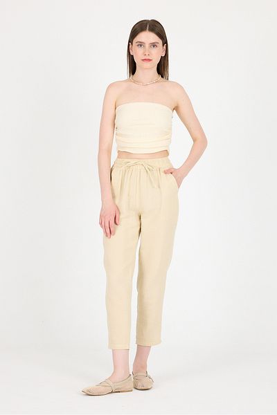 Rays Stone Muslin 100% Cotton Elastic Waist Trousers 8055A