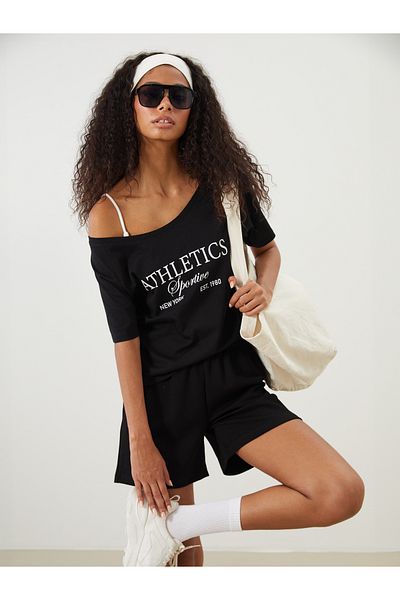 LC Waikiki Tricou sport pentru femei, cu decolteu rotund, imprimat