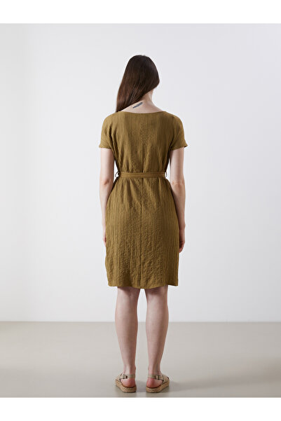 LC Waikiki Crew Neck Textured Dress