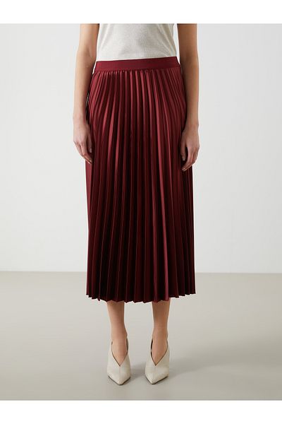 LC Waikiki Fusta plisata dama din satin cu talie elastica