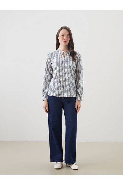 LC Waikiki Tie Collar Patterned Women's Blouse