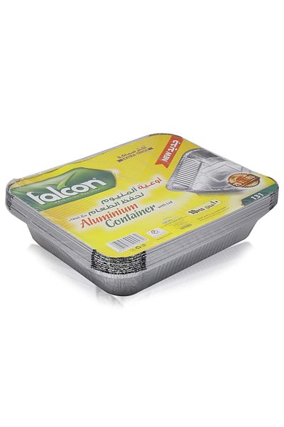 Falcon Aluminium Container With Lid 131 - 650ml, 10pcs Pack | 185x120x47mm