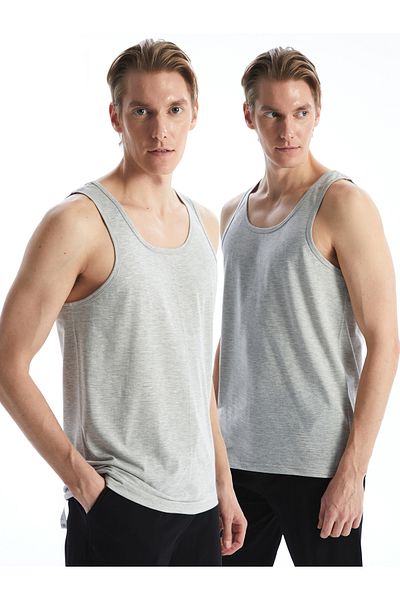 LC Waikiki U-Neck Combed Cotton Men's Undershirt, 2-pack