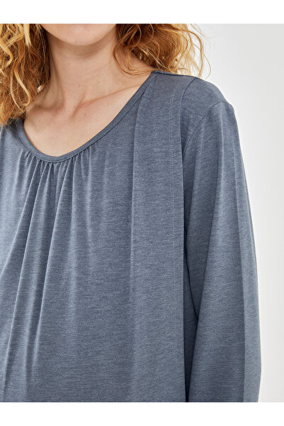 LC Waikiki Bisiklet Yaka Düz Uzun Kollu Hamile Pijama Takımı