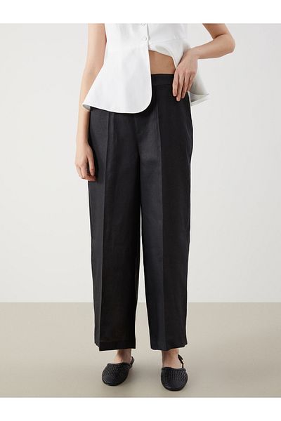 LC Waikiki Elastic Waist Linen Women's Trousers