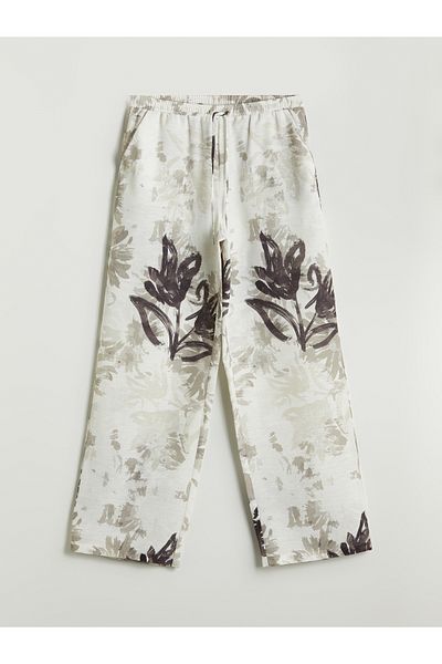 LC Waikiki Elastic Waist Floral Wide Leg Women's Trousers