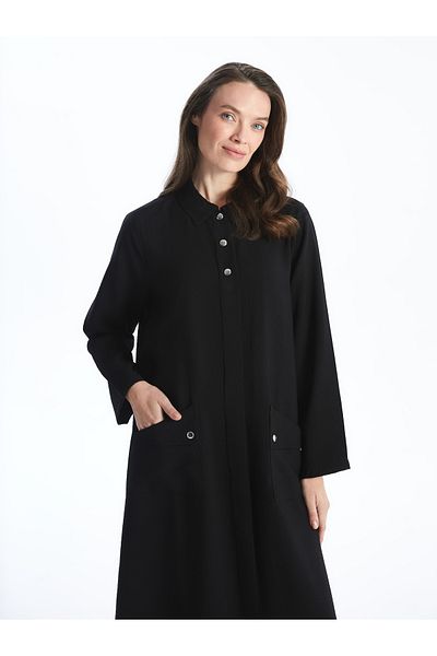 LC Waikiki Shirt Collar Linen Look Women's Dress