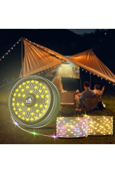 Generic أضواء سلسلة التخييم، أساسيات التخييم 2 في 1، خيمة قابلة لإعادة الشحن ومقاومة للماء بطول 32.8 قدم، سعة تخزين سريعة