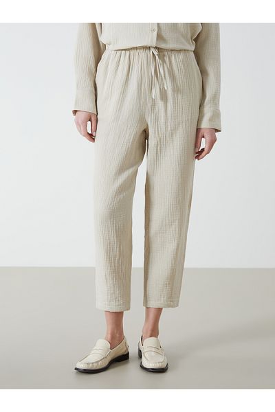 LC Waikiki Straight Muslin Women's Trousers with Elastic Waist