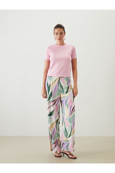 LC Waikiki Floral Women's Trousers with Elastic Waist
