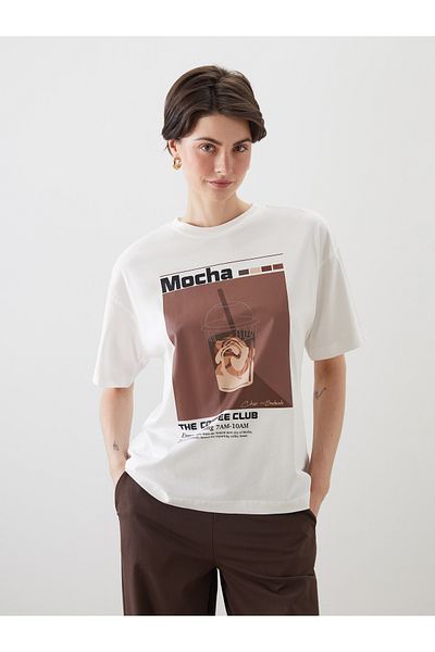 LC Waikiki Crew Neck Printed Oversize Women's T-Shirt