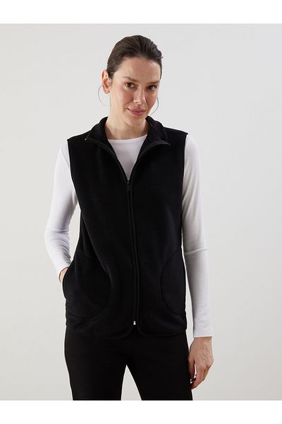 LC Waikiki Women's Polar Outdoor Vest with Stand Collar