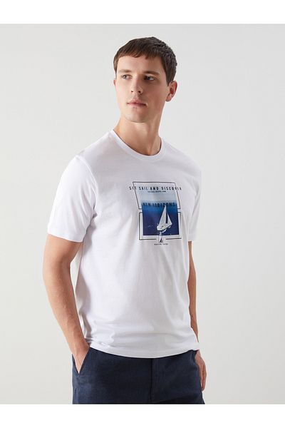 LC Waikiki Ανδρικό μπλουζάκι από χτενισμένο βαμβακερό κοντό μανίκι με λαιμόκοψη