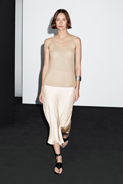 Massimo Dutti Bisiklet yaka keten triko top