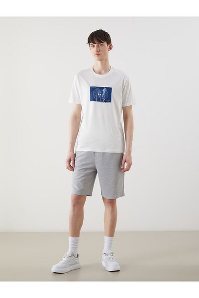 LC Waikiki Bedrucktes Herren-T-Shirt aus gekämmter Baumwolle mit Rundhalsausschnitt
