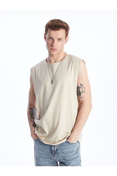 LC Waikiki Beige Crew Neck Men's Sleeveless T-Shirt