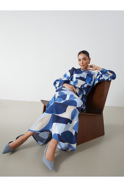 LC Waikiki Crew Neck Patterned Women's Dress
