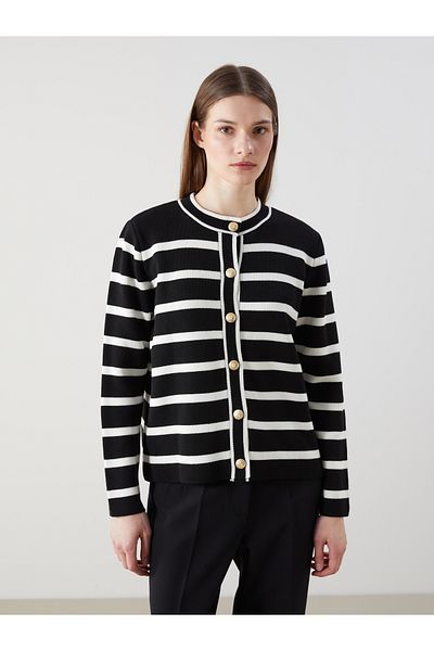 LC Waikiki Cardigan de damă cu dungi cu gât crew