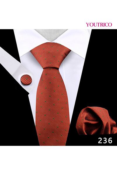 Youtrico Tie,Handkerchief and cufflinks Set-Artisanal Business 3PCS Handmade Formal Hanky Suit
