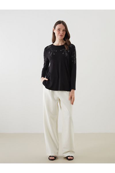 LC Waikiki Tricou de damă cu gât cu flori