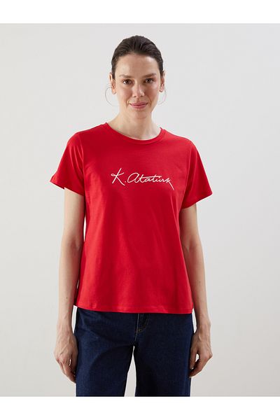 LC Waikiki Crew Neck Atatürk Signature Printed Women's T-Shirt