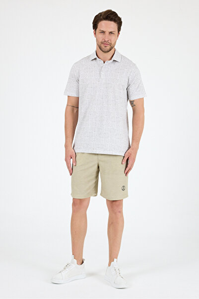 Rodi Men's Polo Neck Patterned T-Shirt – 95% Cotton 5% Elastane – Stylish, Flexible and Comfortable Short Sleeve T-Shirt 0034