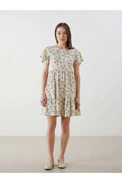 LC Waikiki Crew Neck Floral Mini Dress