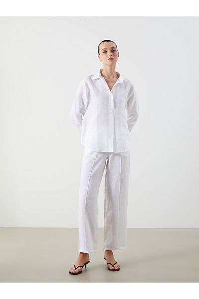 LC Waikiki Pantaloni de damă din in cu talie elastică